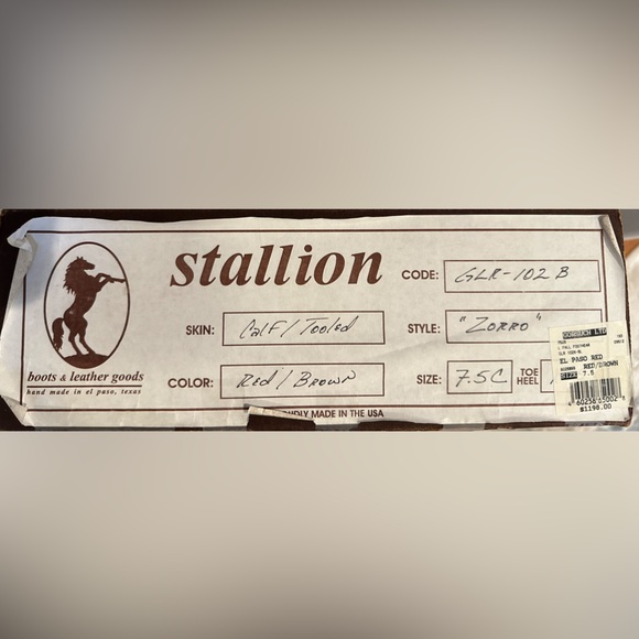 Stallion Boots “Zorro” In El Paso Red Leather with Cognac Tooled Accents. - Picture 7 of 7